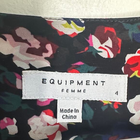 EQUIPMENT Femme Neema Floral Maxi Dress Black Red Pink Sz 4 {3H31} - Picture 6 of 7